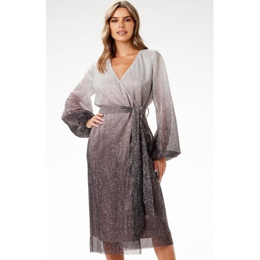 Awama A702 cekinowa sukienka midi ombre srebrna ze sklepu intimiti.pl w kategorii Sukienki - zdjęcie 187878885