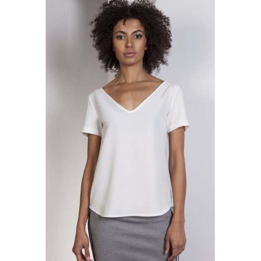 Bluzka w serek ecru BLU141 ze sklepu intimiti.pl w kategorii Bluzki damskie - zdjęcie 187878979