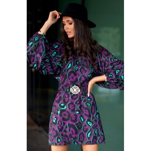 Sukienka z paskiem w zwierzęcy print 0374/Y04 ze sklepu intimiti.pl w kategorii Sukienki - zdjęcie 187879008