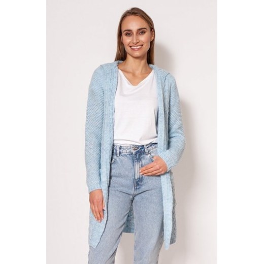 MKM PA019 kardigan z kapturem błękitny ze sklepu intimiti.pl w kategorii Swetry damskie - zdjęcie 187879218