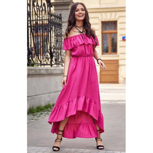 Asymetryczna sukienka hiszpanka różowa 0334 ze sklepu intimiti.pl w kategorii Sukienki - zdjęcie 187879246