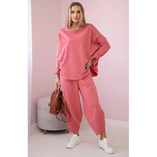 Komplet bawełniany bluza i spodnie malinowy ze sklepu intimiti.pl w kategorii Dresy damskie - zdjęcie 187879587