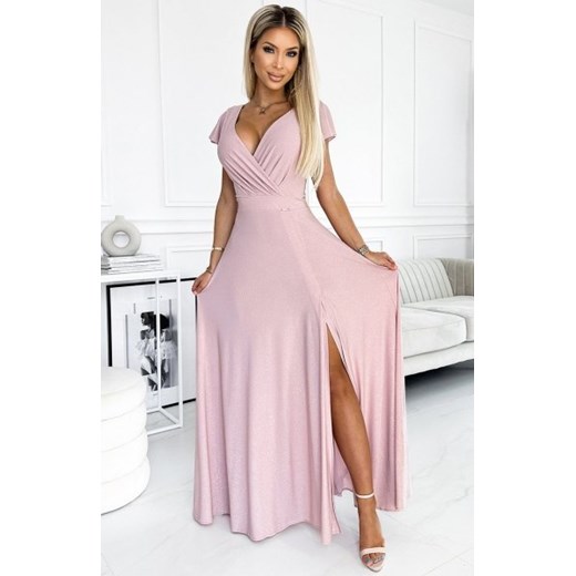 Numoco 411-6 CRYSTAL połyskująca długa suknia z dekoltem ze sklepu intimiti.pl w kategorii Sukienki - zdjęcie 187879865