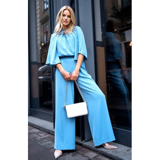 Stylove S397 kombinezon z szerokimi rękawami i wiązaniem zimny niebieski ze sklepu intimiti.pl w kategorii Kombinezony damskie - zdjęcie 187880117