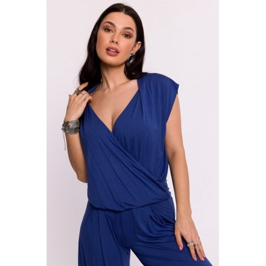 Bewear B288 bluzka wiskozowa na zakładkę niebieska ze sklepu intimiti.pl w kategorii Bluzki damskie - zdjęcie 187880189