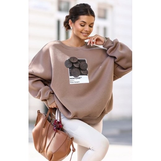 Oversizowa bluza damska Oreo cappucino ze sklepu intimiti.pl w kategorii Bluzy damskie - zdjęcie 187880309