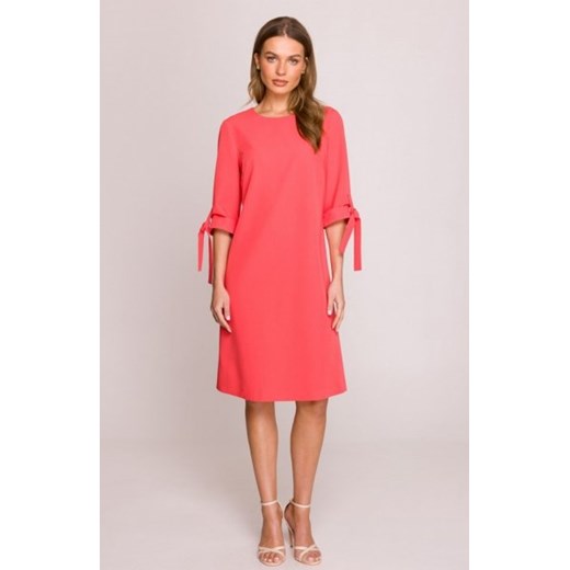 Stylove S393 sukienka z wiązanymi rękawami koralowa ze sklepu intimiti.pl w kategorii Sukienki - zdjęcie 187881208