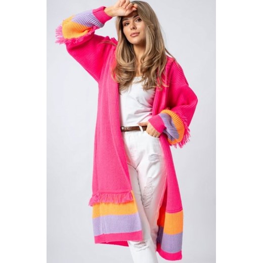 Lori oversizowy kardigan z kapturem neon róż ze sklepu intimiti.pl w kategorii Swetry damskie - zdjęcie 187881226