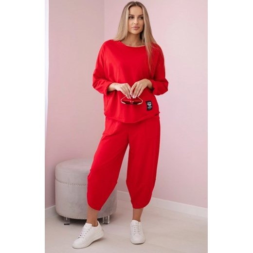 Komplet bawełniany bluza i spodnie czerwony ze sklepu intimiti.pl w kategorii Dresy damskie - zdjęcie 187881265
