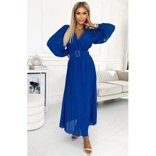 Numoco 414-5 KLARA plisowana sukienka z paskiem i dekoltem ze sklepu intimiti.pl w kategorii Sukienki - zdjęcie 187881945