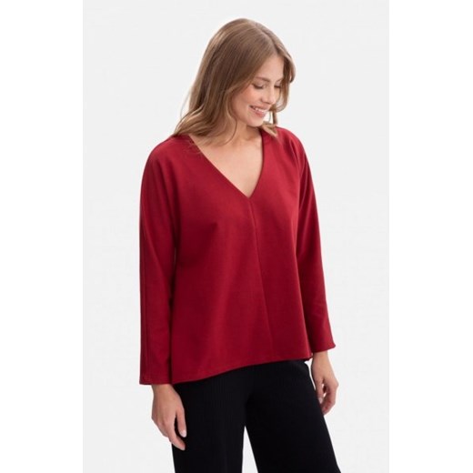 Bewear B304 bluzka dzianinowa z dekoltem V bordowa ze sklepu intimiti.pl w kategorii Bluzki damskie - zdjęcie 187882156