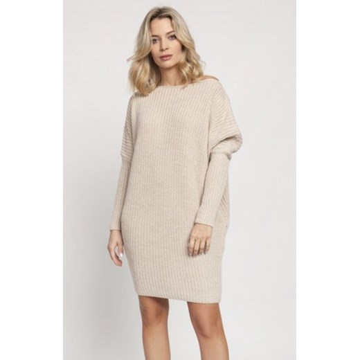 MKM SWE189 dzianinowa sukienka beżowa ze sklepu intimiti.pl w kategorii Swetry damskie - zdjęcie 187882575