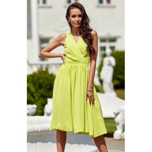 Szyfonowa sukienka midi limonkowa 399 ze sklepu intimiti.pl w kategorii Sukienki - zdjęcie 187882735