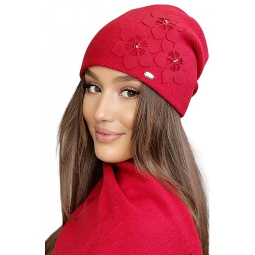 Kamea Teona czapka damska czerwona ze sklepu intimiti.pl w kategorii Czapki zimowe damskie - zdjęcie 187882759
