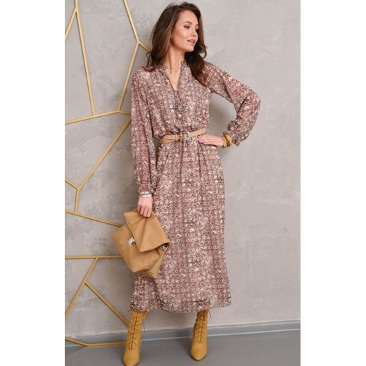 Wzorzysta sukienka midi Roco 0284/R23 ze sklepu intimiti.pl w kategorii Sukienki - zdjęcie 187882945