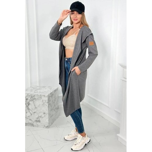 Długa bluza z kapturem grafitowa ze sklepu intimiti.pl w kategorii Bluzy damskie - zdjęcie 187883065