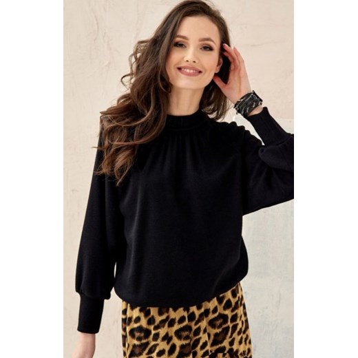 Oversizowa bluzka z golfem czarna 0130 ze sklepu intimiti.pl w kategorii Bluzki damskie - zdjęcie 187888369
