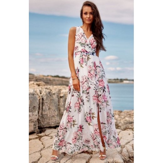 Szyfonowa długa sukienka letnia w kwiaty D12 ze sklepu intimiti.pl w kategorii Sukienki - zdjęcie 187888497