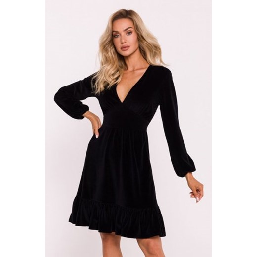 Moe welurowa sukienka z karczkiem czarna M826 ze sklepu intimiti.pl w kategorii Sukienki - zdjęcie 187888538