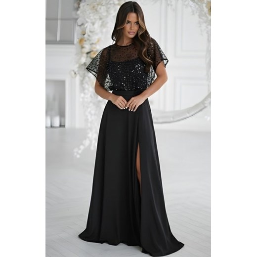 Bicotone długa sukienka z cekinowym bolerkiem czarna ze sklepu intimiti.pl w kategorii Sukienki - zdjęcie 187888996