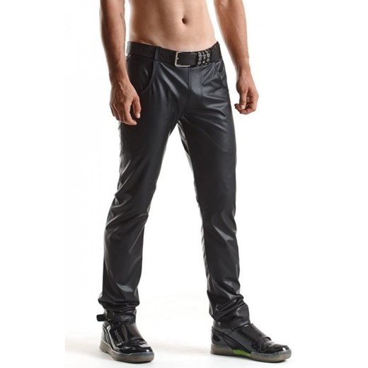 Czarne spodnie wetlook męskie RMVittorio001 ze sklepu intimiti.pl w kategorii Spodnie męskie - zdjęcie 187889138