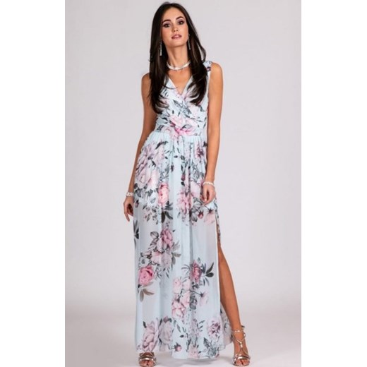 Szyfonowa długa sukienka letnia w kwiaty D22 ze sklepu intimiti.pl w kategorii Sukienki - zdjęcie 187889246