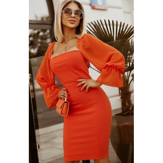 *Kobieca dopasowana sukienka pomarańcz 2224-07 ze sklepu intimiti.pl w kategorii Sukienki - zdjęcie 187889567