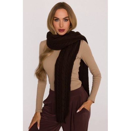 Moe szal damski splot warkocz brązowy M898 ze sklepu intimiti.pl w kategorii Szaliki i chusty damskie - zdjęcie 187889856