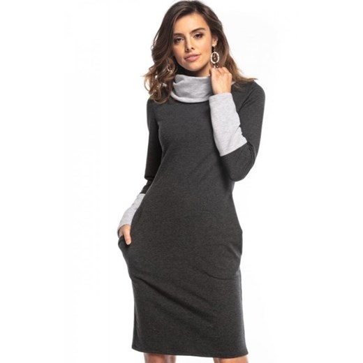 Tessita T360 dresowa sukienka midi ciemnoszara ze sklepu intimiti.pl w kategorii Sukienki - zdjęcie 187889959