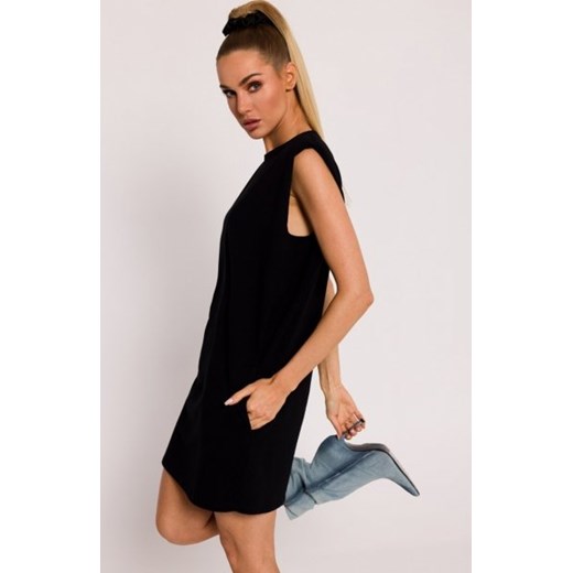 Moe sukienka mini z poduszkami na ramionach czarna M789 ze sklepu intimiti.pl w kategorii Sukienki - zdjęcie 187890109
