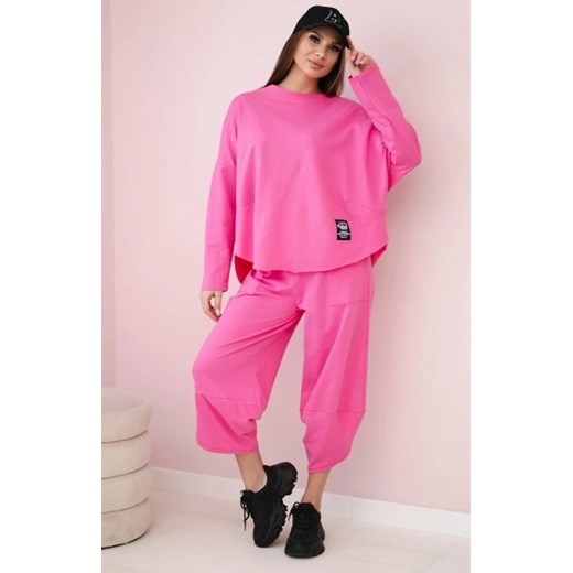 Komplet bawełniany bluza i spodnie różowy ze sklepu intimiti.pl w kategorii Dresy damskie - zdjęcie 187890179