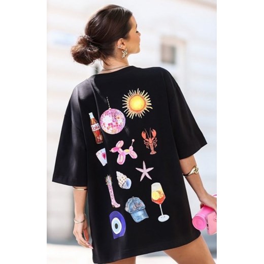 Oversize’owa czarna koszulka gwiazda ze sklepu intimiti.pl w kategorii Bluzki damskie - zdjęcie 187890297