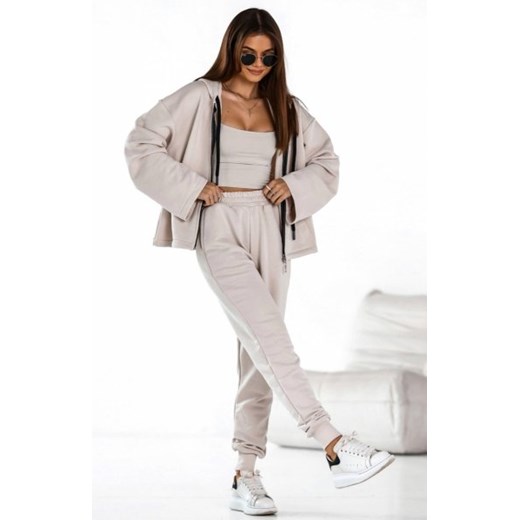 Dwuczęściowy komplet dresowy Suwak beżowy ze sklepu intimiti.pl w kategorii Dresy damskie - zdjęcie 187890406