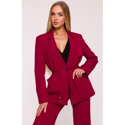 Moe marynarka marszczona w talii bordowa M873 ze sklepu intimiti.pl w kategorii Marynarki damskie - zdjęcie 187890688