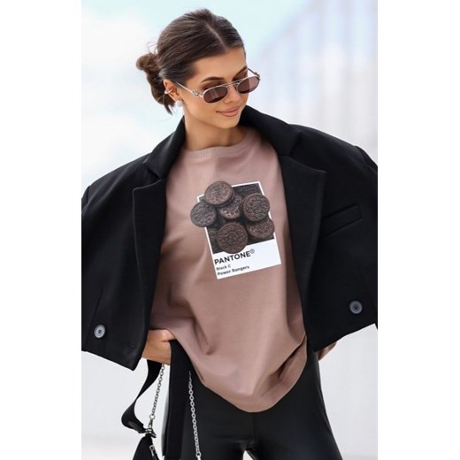 Oversizowy t-shirt Oreo cappucino ze sklepu intimiti.pl w kategorii Bluzki damskie - zdjęcie 187890708