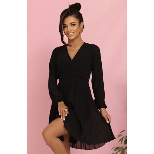 Numoco 313-17 ISABELLE plisowana sukienka z długim rękawem i dekoltem ze sklepu intimiti.pl w kategorii Sukienki - zdjęcie 187890889