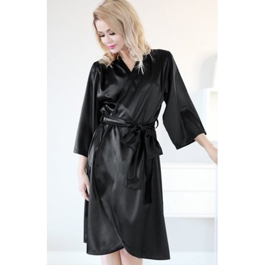 *Kalimo Bohol satynowy szlafrok czarny ze sklepu intimiti.pl w kategorii Szlafroki damskie - zdjęcie 187891136