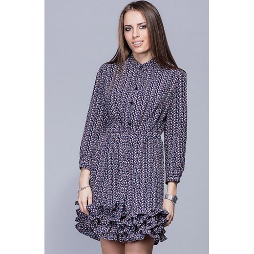 Harmony H016 sukienka granatowe kwiaty ze sklepu intimiti.pl w kategorii Sukienki - zdjęcie 187891237