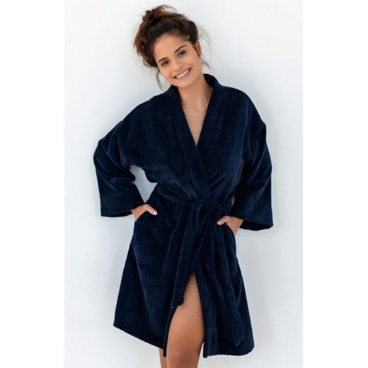 Sensis Navy Blue szlafrok damski ze sklepu intimiti.pl w kategorii Szlafroki damskie - zdjęcie 187891475