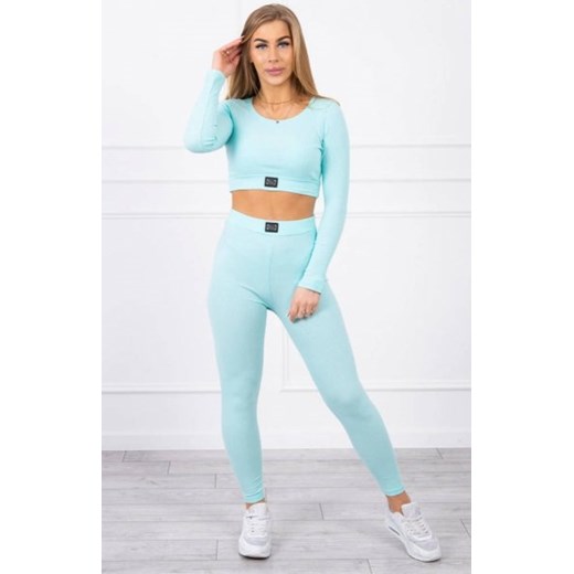 Komplet z bluzką top prążkowany miętowy ze sklepu intimiti.pl w kategorii Dresy damskie - zdjęcie 187891638