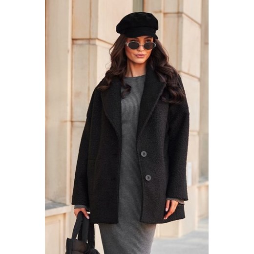 Długa kurtka typu baranek z kieszeniami czarna ze sklepu intimiti.pl w kategorii Kurtki damskie - zdjęcie 187891776
