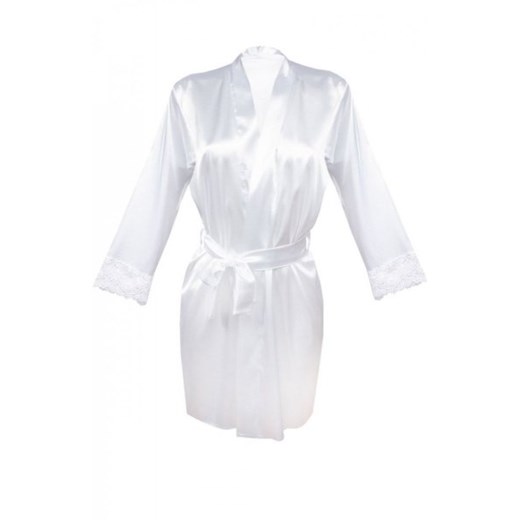 Dkaren Hazel satynowy szlafroczek damski biały ze sklepu intimiti.pl w kategorii Szlafroki damskie - zdjęcie 187891888