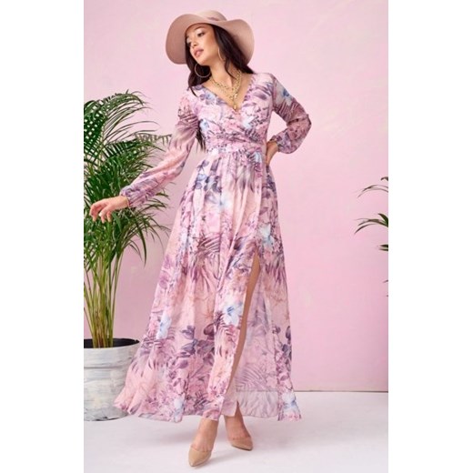 Długa sukienka w kwiaty 0219/U66 ze sklepu intimiti.pl w kategorii Sukienki - zdjęcie 187892018