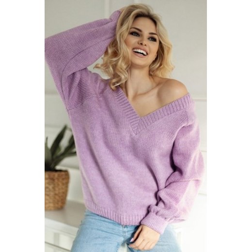 Oversizowy sweter damski lila 30083 ze sklepu intimiti.pl w kategorii Swetry damskie - zdjęcie 187892089