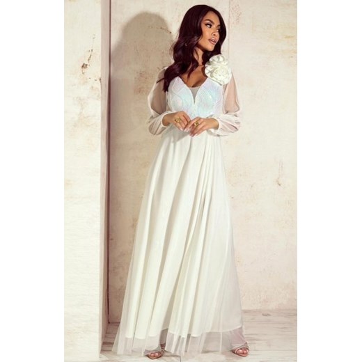 Elizabeth Stella długa sukienka z różą ecru ze sklepu intimiti.pl w kategorii Sukienki - zdjęcie 187892156