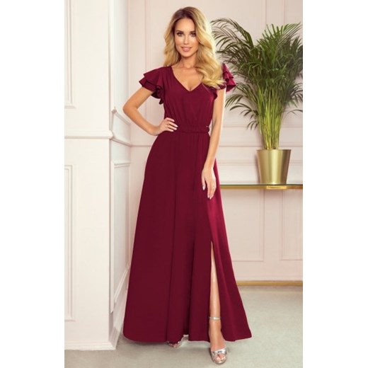 Numoco 310-5 LIDIA długa sukienka z dekoltem i falbankami ze sklepu intimiti.pl w kategorii Sukienki - zdjęcie 187892205