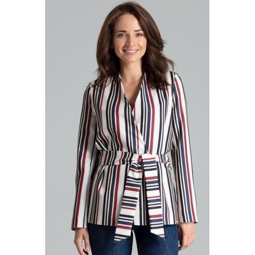 Wiązany żakiet damski w paski L061 ze sklepu intimiti.pl w kategorii Marynarki damskie - zdjęcie 187892318