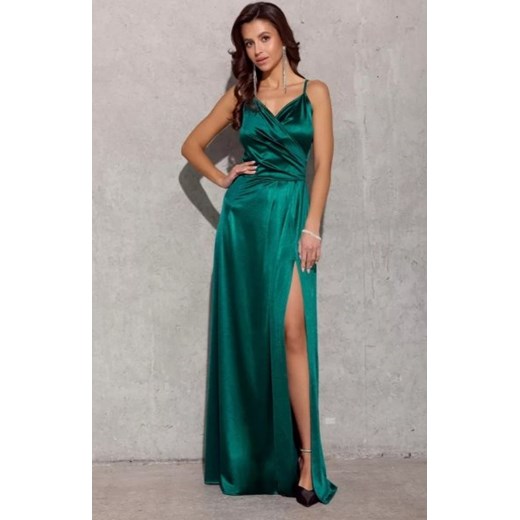 Satynowa sukienka maxi na ramiączkach zielona 462 ze sklepu intimiti.pl w kategorii Sukienki - zdjęcie 187892326