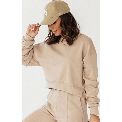 Ivon Lamia krótka oversizowa bluza damska beżowa ze sklepu intimiti.pl w kategorii Bluzy damskie - zdjęcie 187892339