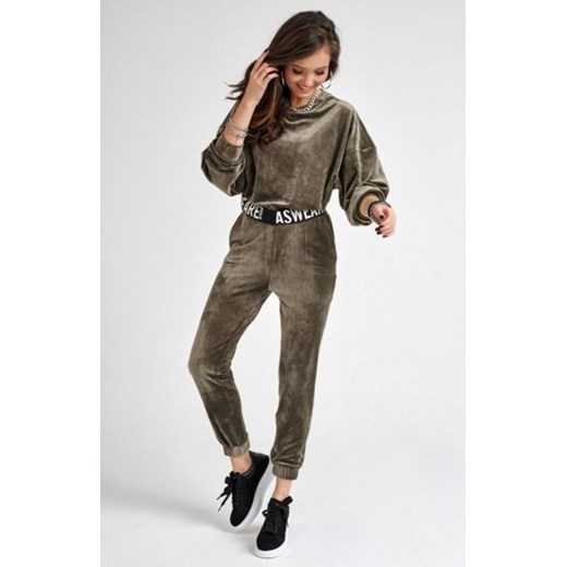 *Welurowy komplet damski khaki 0004 ze sklepu intimiti.pl w kategorii Dresy damskie - zdjęcie 187892555